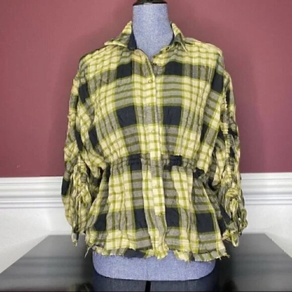 Free People plaid print button down top NWT - Picture 5 of 5